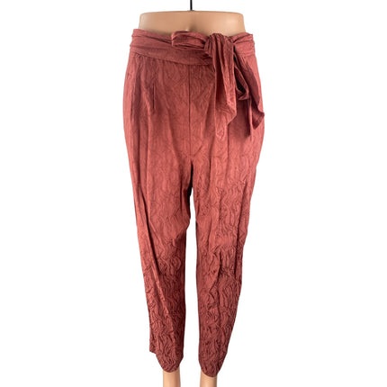 Anthropologie Ett:Twa Aubade Pink High Rise Tie-Waist Tapered Trousers Pants 4