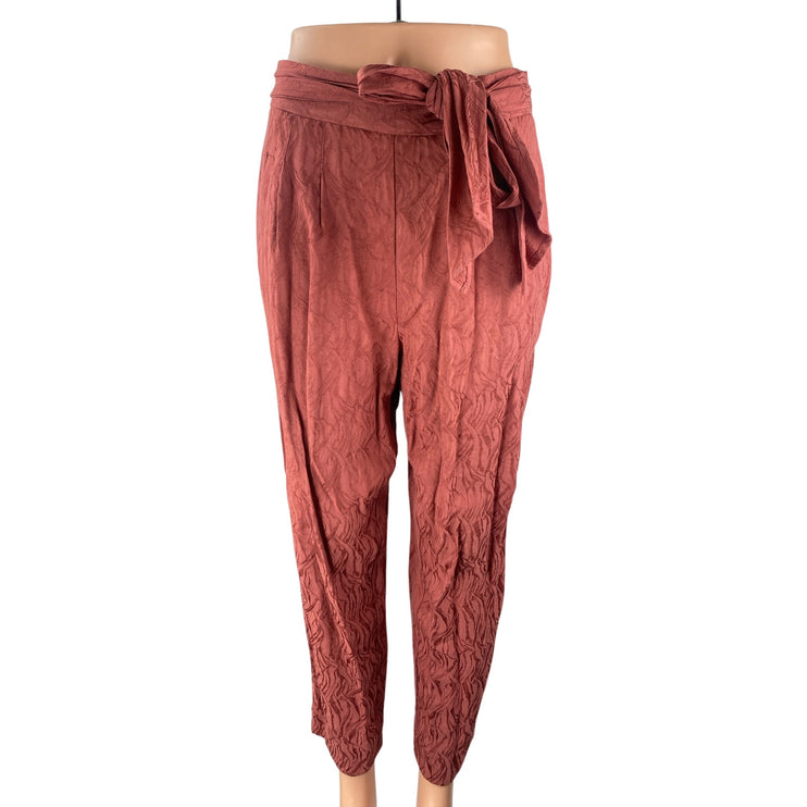 Anthropologie Ett:Twa Aubade Pink High Rise Tie-Waist Tapered Trousers Pants 4