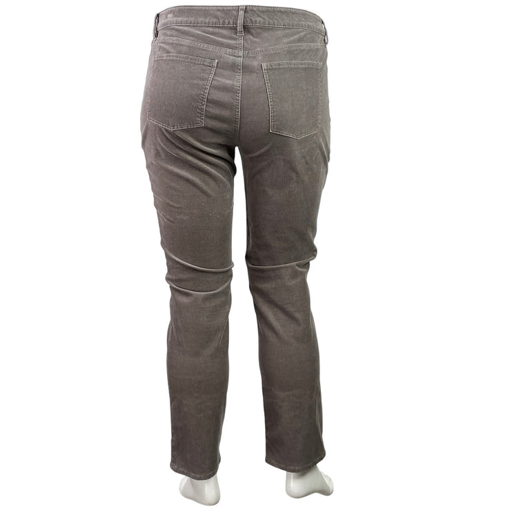 Talbots Flawless Five Pocket Gray Corduroy Straight Leg Trousers Pants Size 16