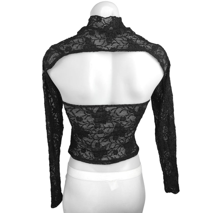 Motel Black Lace Gothic Punk Edgy Floral Bolero Shrug Tube Top 2 Piece Set Sz S