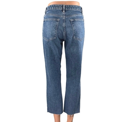 Topshop Women's Blue High Waisted Flared Bootcut Cropped Denim Jeans Size 25