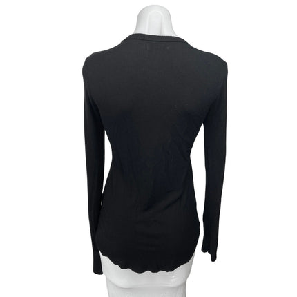 Lauren Moshi Women's Black Skull Print Knit Long Sleeve Crewneck Top Size 30