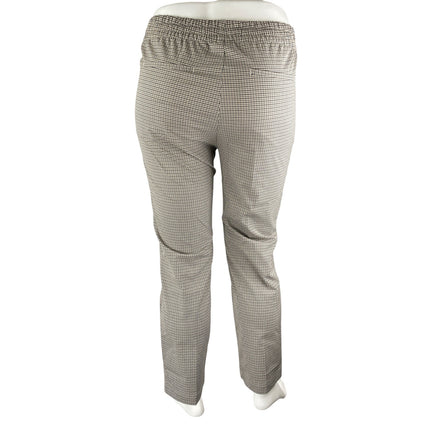 H&M Cream Plaid Checkered High Rise Drawstring Skinny Ankle Trousers Pants Sz L