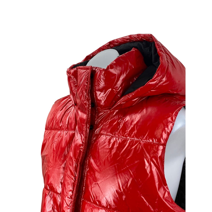 NEW Lou & Grey Gorpcore Red Faux Vegan Leather Quilted Vest Puffer Coat Jacket M