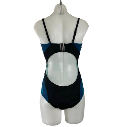 Emily Hsu Women Color Block Sleeveless Sweetheart Neck One Piece Tank Swimwear M