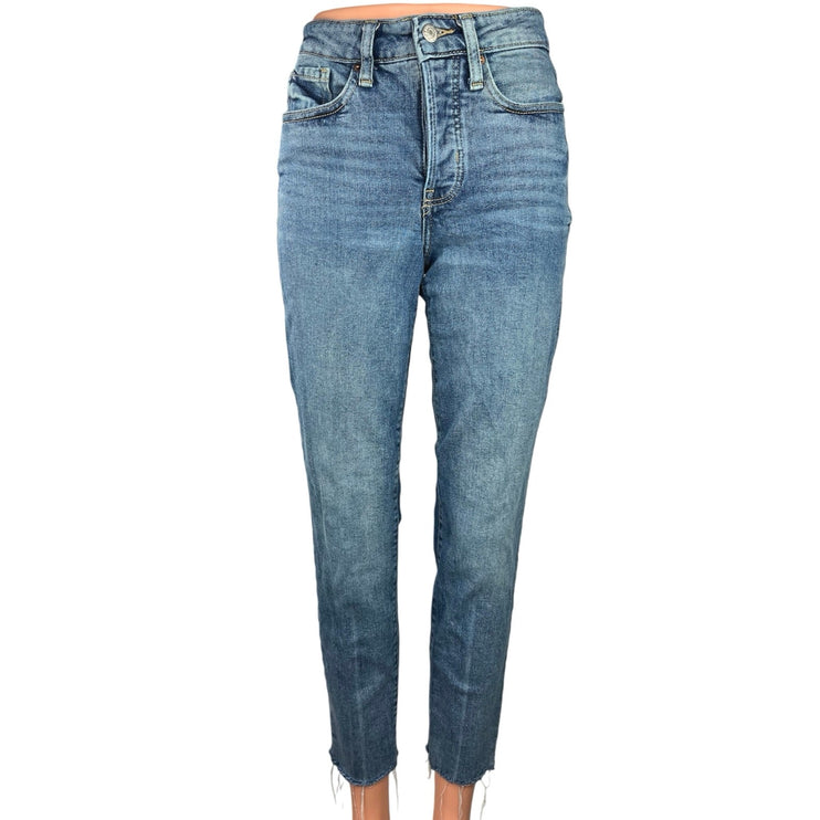 Old Navy Blue Medium Wash High Rise Cropped Denim OG Straight Leg Jeans Size 0