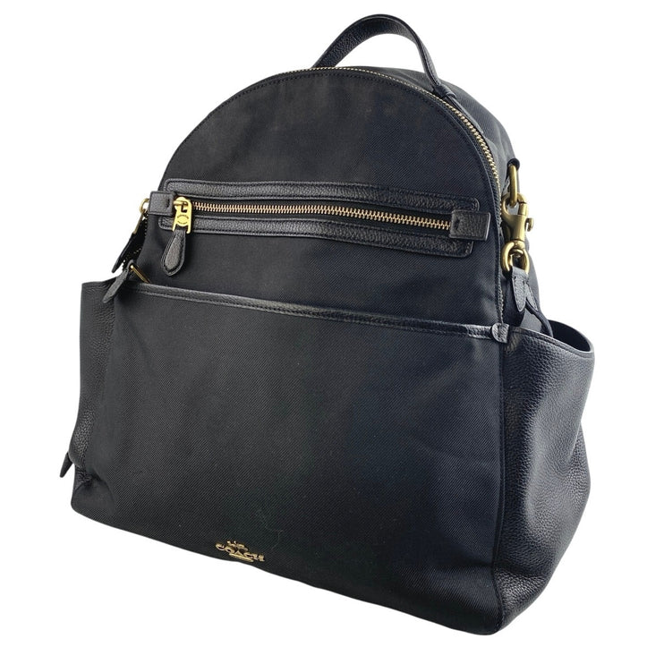 Coach Black Nylon Leather Zip Around Adjustable Strap Baby Diaper Backpack Bag