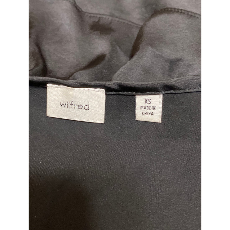 Aritzia Wilfred Tonka Satin Women's Black Ruffle Sleeveless Tie Blouse Top Sz XS