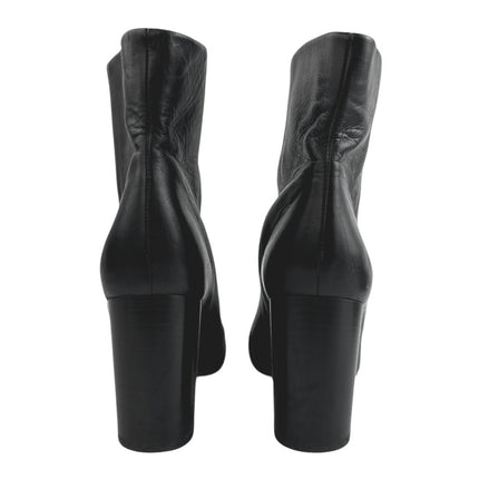 Vince Women's Black Leather Block Heel Round Toe Slip On Classic Ankle Boots 8