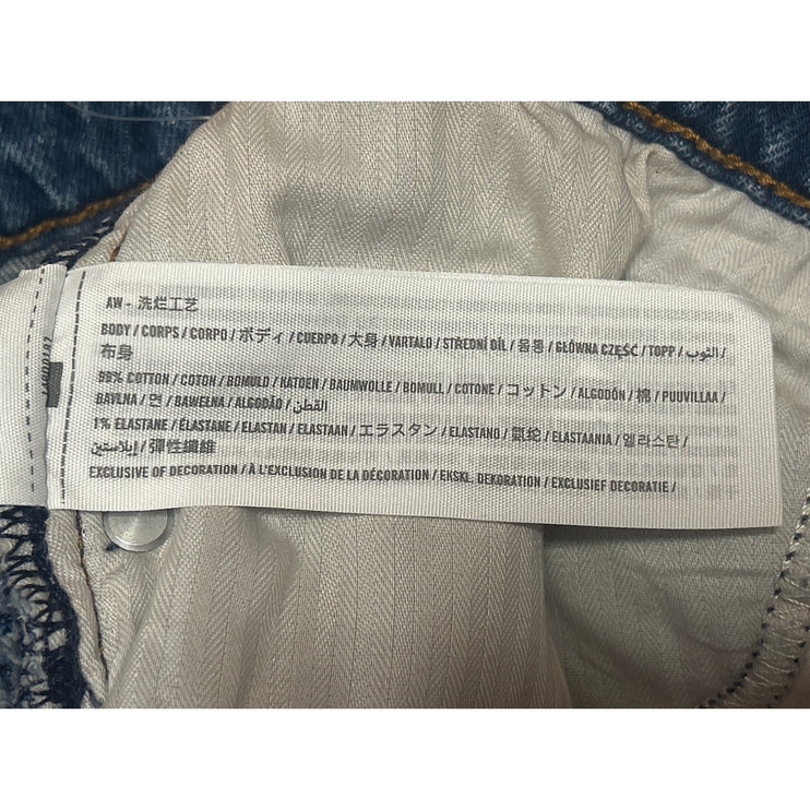 Abercrombie & Fitch Blue Frayed Distressed High Rise Denim Jeans Mom Shorts Sz 4