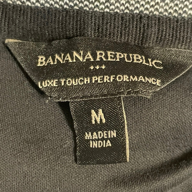 Banana Republic Luxe Touch Black Short Sleeve Performance Polo Shirt Top Size M