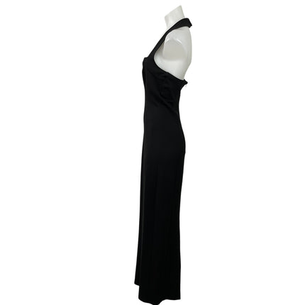 Reformation Finnian Black Halter Sleeveless Square Neck Maxi Bodycon Dress Sz M