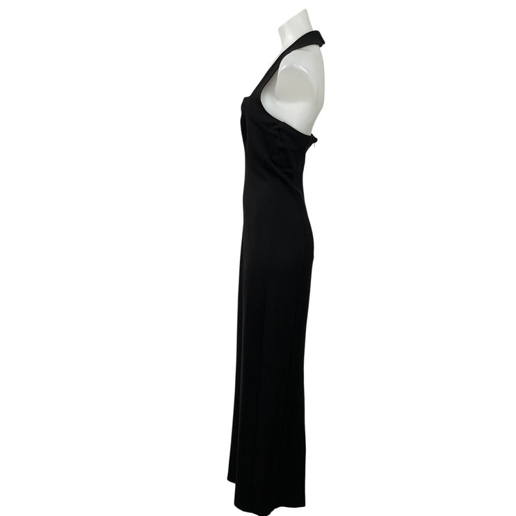 Reformation Finnian Black Halter Sleeveless Square Neck Maxi Bodycon Dress Sz M