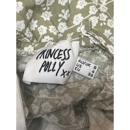 Princess Polly Green White Floral Sleeveless Camisole Tank Wrap Mini Dress 4