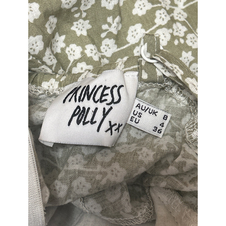 Princess Polly Green White Floral Sleeveless Camisole Tank Wrap Mini Dress 4