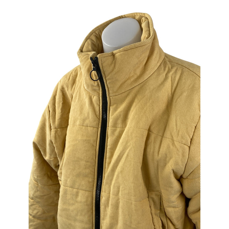 Cotton Candy LA Womens Yellow Quilted Mock Neck Long Sleeve Puffer Coat Jacket M