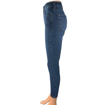 Topshop Jamie Women's Blue High Waisted Stretch Cropped Skinny Jeans Size 28