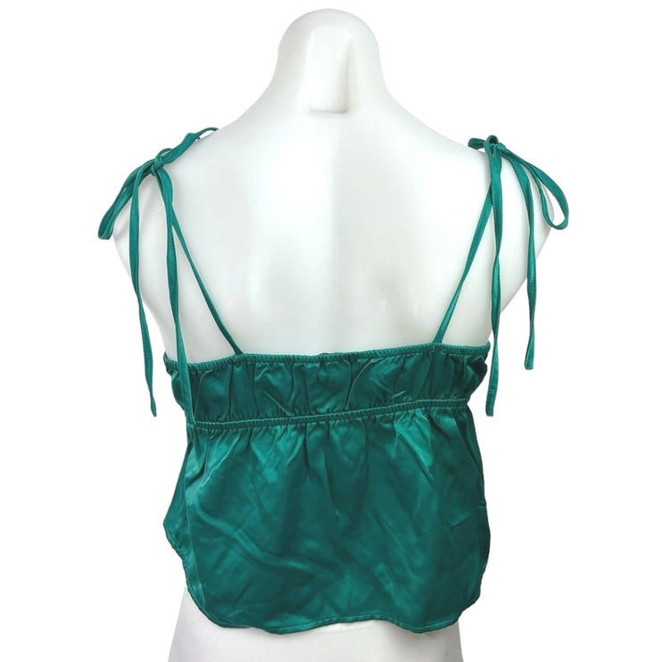 WeWoreWhat Teal Green Tie Shoulder V-Neck Elasticized Back Camisole Tank Top M