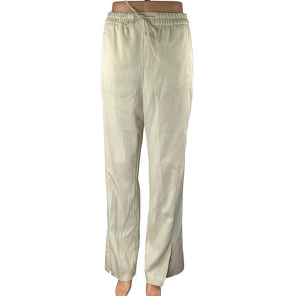 Zara Women's Beige Cream High Waisted Drawstring Flare Trousers Pants Size S