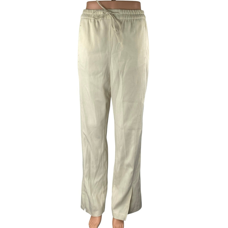 Zara Women's Beige Cream High Waisted Drawstring Flare Trousers Pants Size S