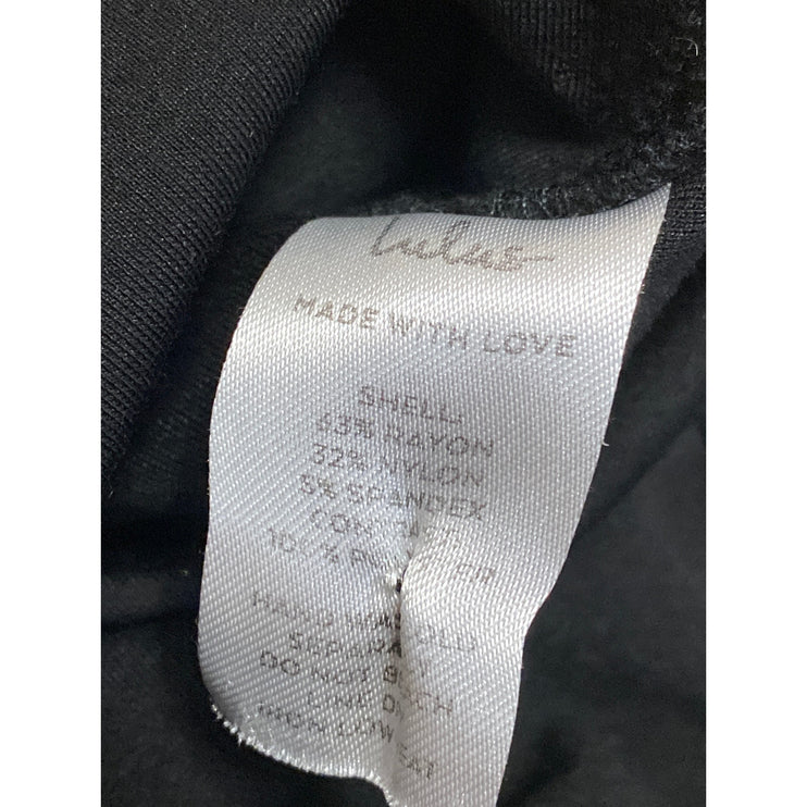 Lulus Women's Black Long Sleeve Mesh Notch V Neck Open Back Bodysuit Top Size XS