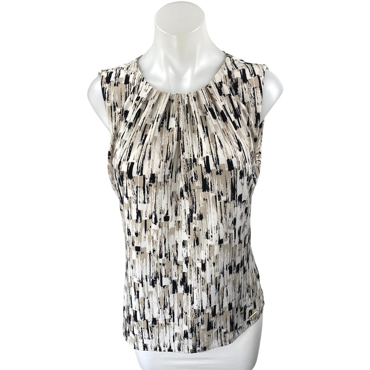 Calvin Klein Multicolor Pleated Sleeveless Cami Camisole Blouse Tank Top Size S