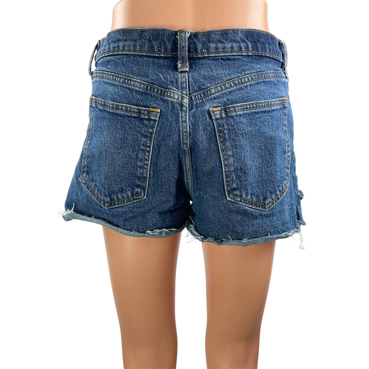 Abercrombie & Fitch The Mom Women's Blue High Rise Cut Off Denim Jean Shorts 27