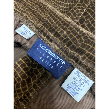 Liz Claiborne Women's Tan Snakeskin Croc High Rise Straight Trousers Pants 14