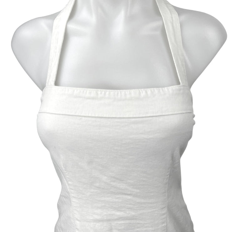 Abercrombie & Fitch White Linen Halter Sleeveless Mini Pencil Bodycon Dress Sz S