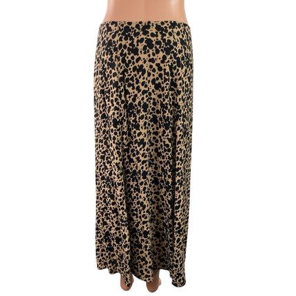 Reformation Layla Spotted Beige Black High Waist Flare Straight Midi Skirt Sz 8