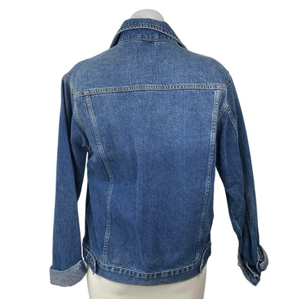 Denim Desire Women's Blue Medium Wash Long Sleeve Button Up Jean Jacket Size L