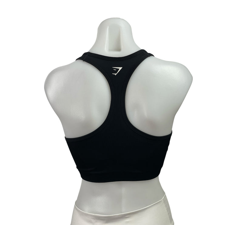 Gymshark Lift Varsity Black Racerback Seamless Sports Bra Cropped Tank Top Sz S
