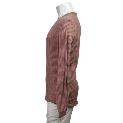 Urban Outfitters Pink Waffle Knit Crochet Crewneck Long Sleeve Sweater Top Sz S
