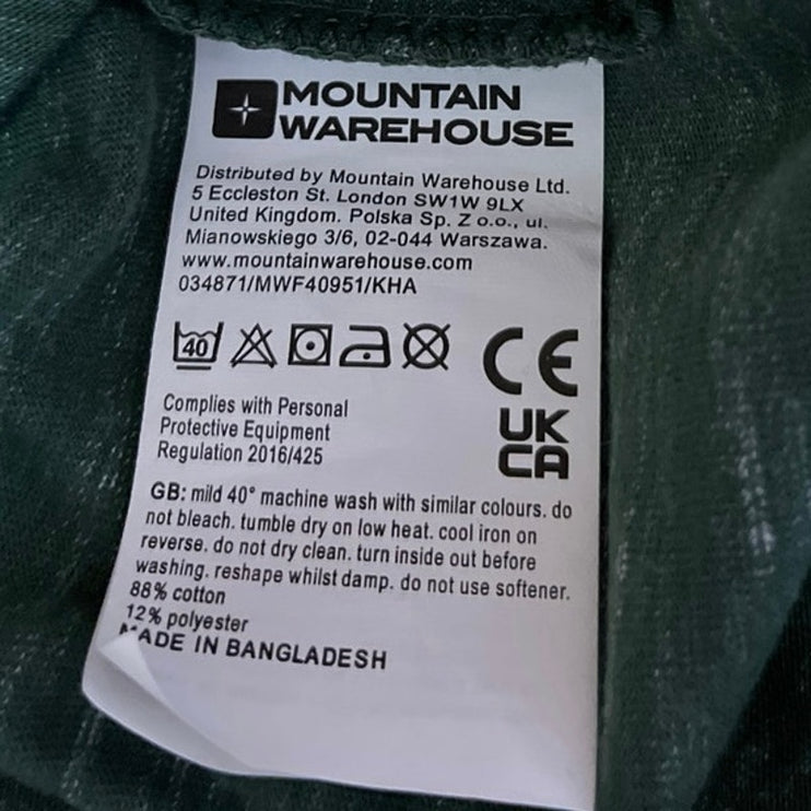 NEW Mountain Warehouse Men's Green Short Sleeve Button Henley Tee T-Shirt Top M