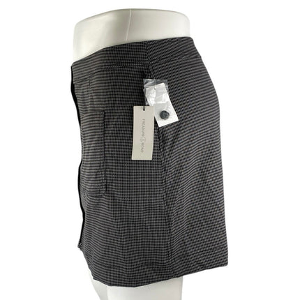 NEW Treasure & Bond Black Gray Houndstooth Button Front Pencil Mini Skirt 3X