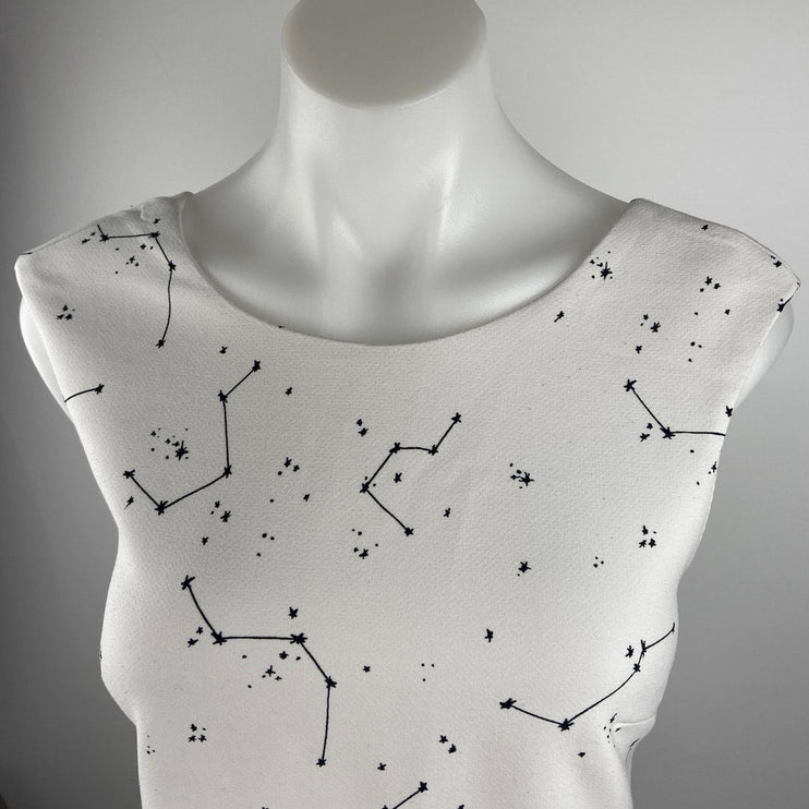 Zara Trafaluc White Constellations Starry Sky Cut Out V-back Summer Mini Dress M