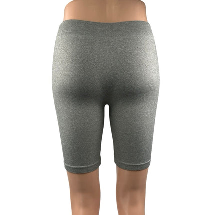 Free People Women's Gray Seamless Mid Rise Activewear Fitness Biker Shorts Sz M