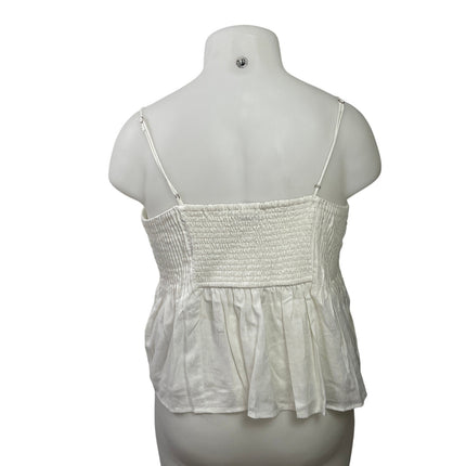 Abercrombie & Fitch Women's White Sleeveless Smocked Cami Camisole Tank Top XL