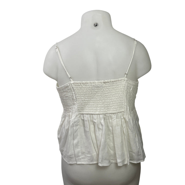 Abercrombie & Fitch Women's White Sleeveless Smocked Cami Camisole Tank Top XL