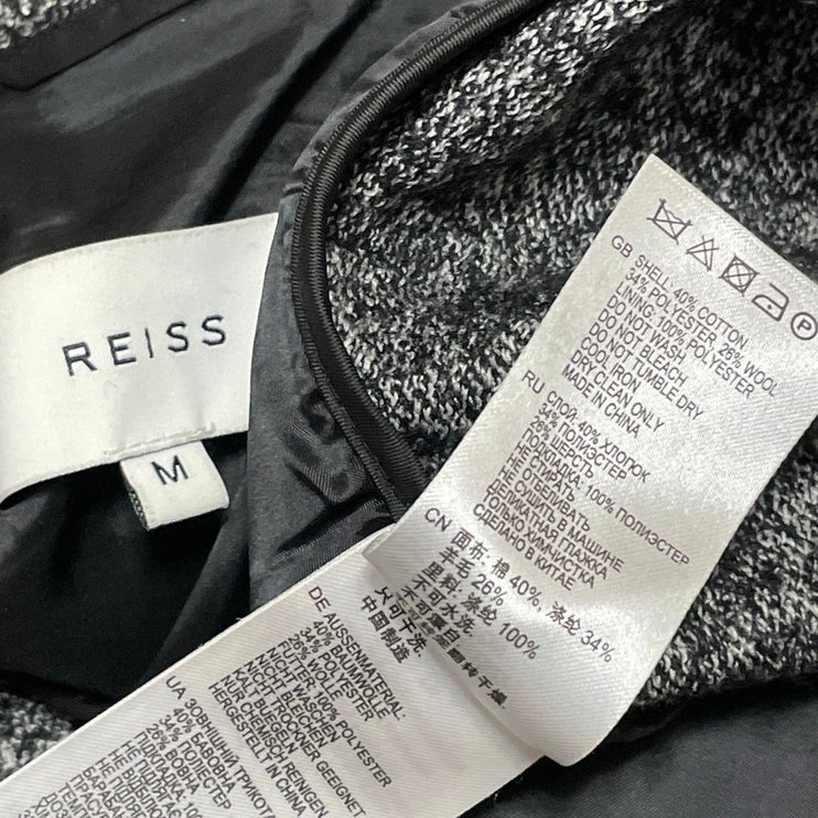 Reiss Women's Dark Gray Wool Long Sleeve Notch Lapel Trench Coat Jacket Size M