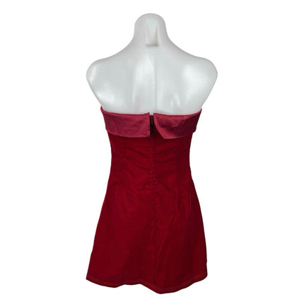 Commense Red Strapless Sleeveless Knit Tube Bandeau A Line Mini Dress Size S