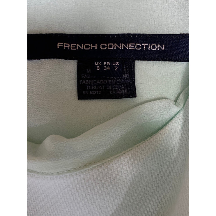 French Connection Women Green Short Tulip Sleeve Pullover Mini Shift Dress Sz 2