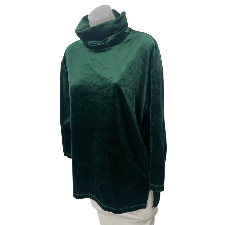 Vintage Laura Tyler Green Velvet Velour Turtleneck Long Sleeve Sweater Top Sz M