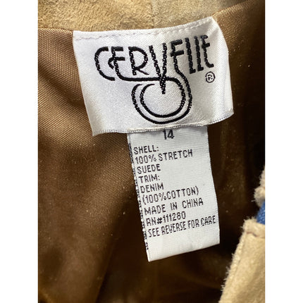 Cervelle Women's Brown Tan Faux Suede High Rise Straight Trousers Pants Size 14