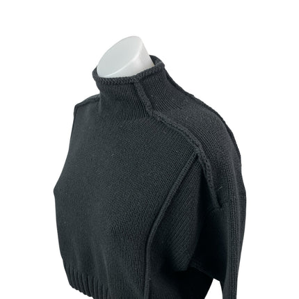 Zara Women's Black Turtleneck Long Sleeve Rib Knit Cropped Sweater Top Size S