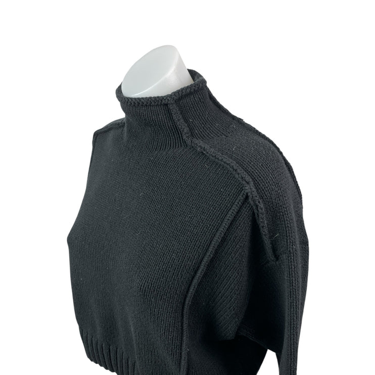 Zara Women's Black Turtleneck Long Sleeve Rib Knit Cropped Sweater Top Size S