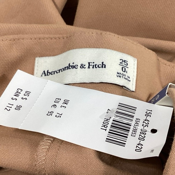 NEW Abercrombie & Fitch Women's Tan Pleated High Rise Wide Leg Trouser Pants 25