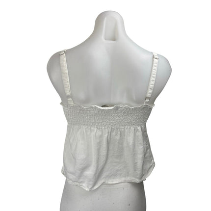 Brandy Melville Women's White Sleeveless Ruffle Cami Peplum Tank Top Size S