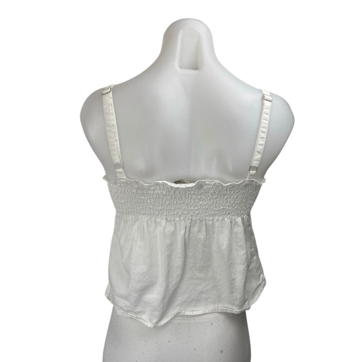 Brandy Melville Women's White Sleeveless Ruffle Cami Peplum Tank Top Size S