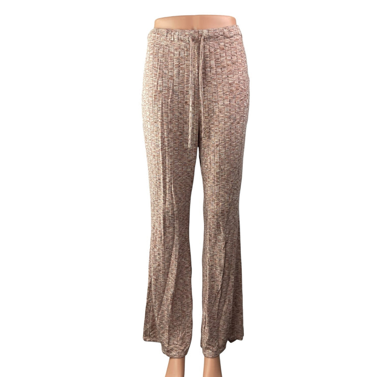 Billabong Women's Brown Knit High Waisted Flared Lounge Trousers Pants Size M